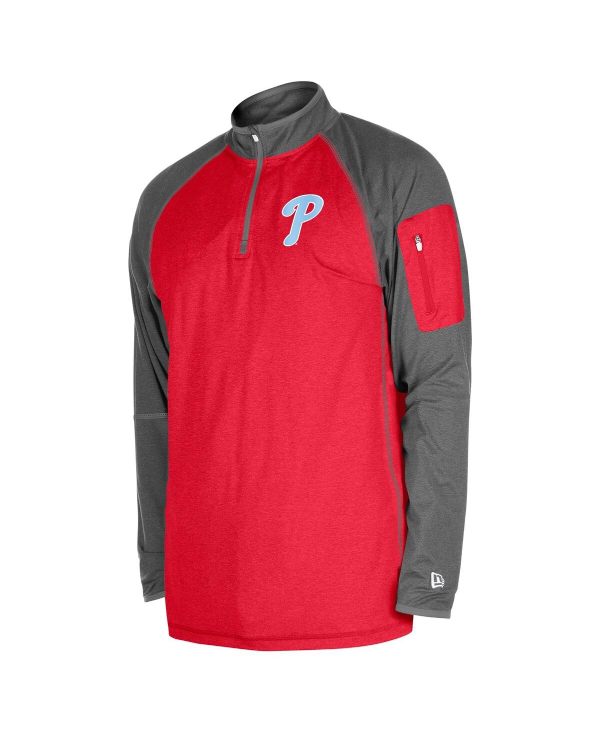 New Era Men's Red Philadelphia Phillies Father's Day Raglan Quarter-zip Top In Red