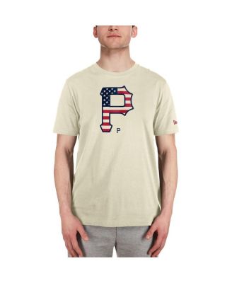 Men's Cream Pittsburgh Pirates 4th of July Flag Fill T-Shirt