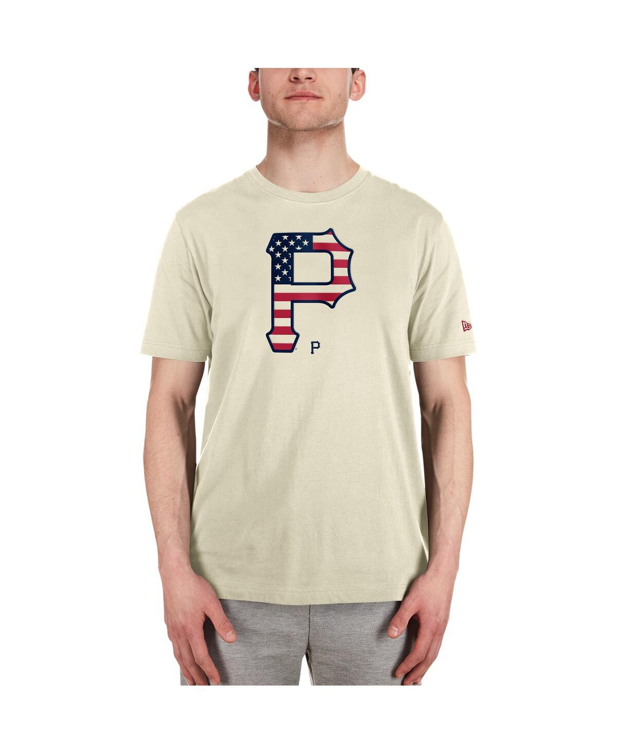 NEW ERA MEN'S CREAM PITTSBURGH PIRATES 4TH OF JULY FLAG FILL T-SHIRT 