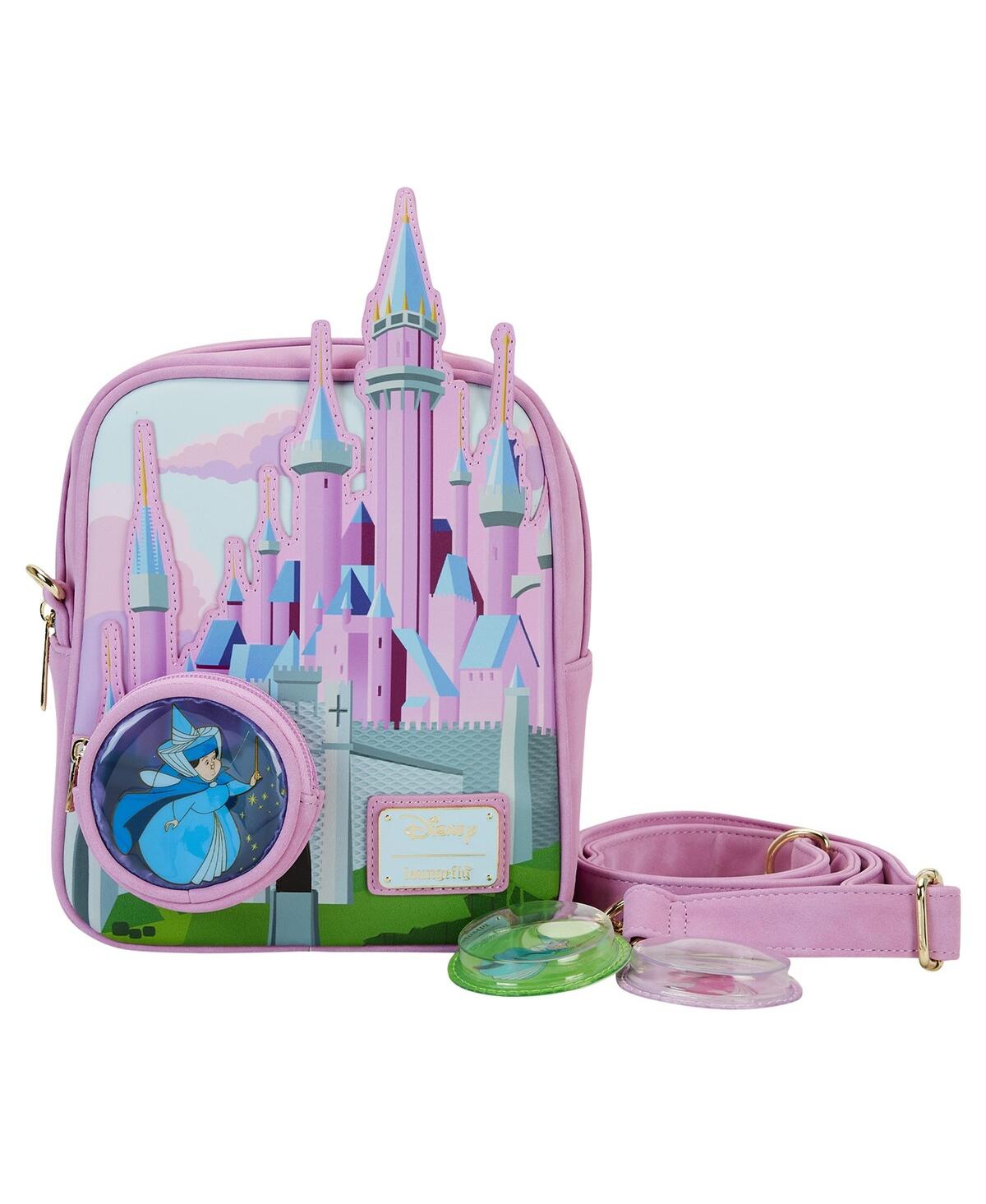 Sleeping Beauty Stained Glass Castle Crossbody Bag - Blue