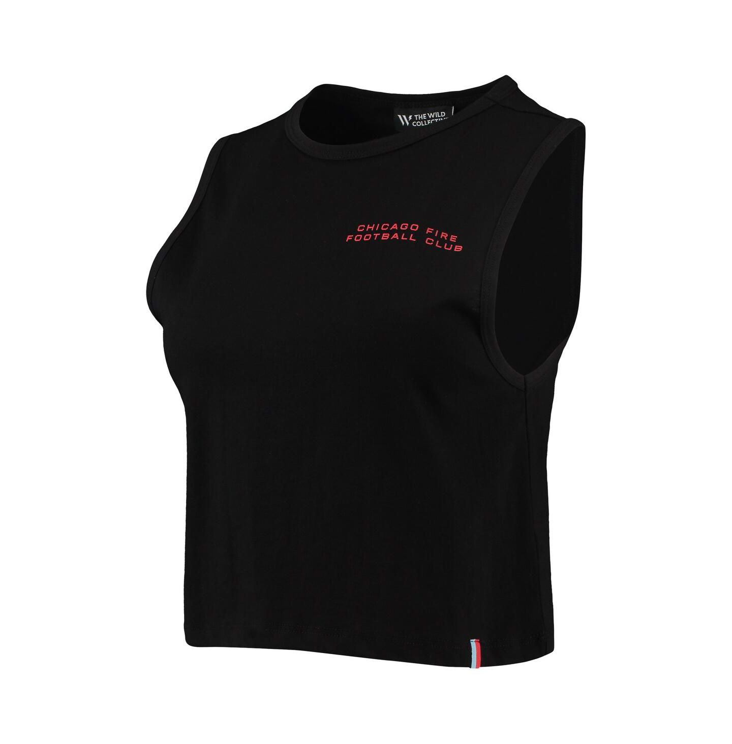 Женский топ The Wild Collective Black Chicago Fire Crop Muscle Tri-Blend — фото 3