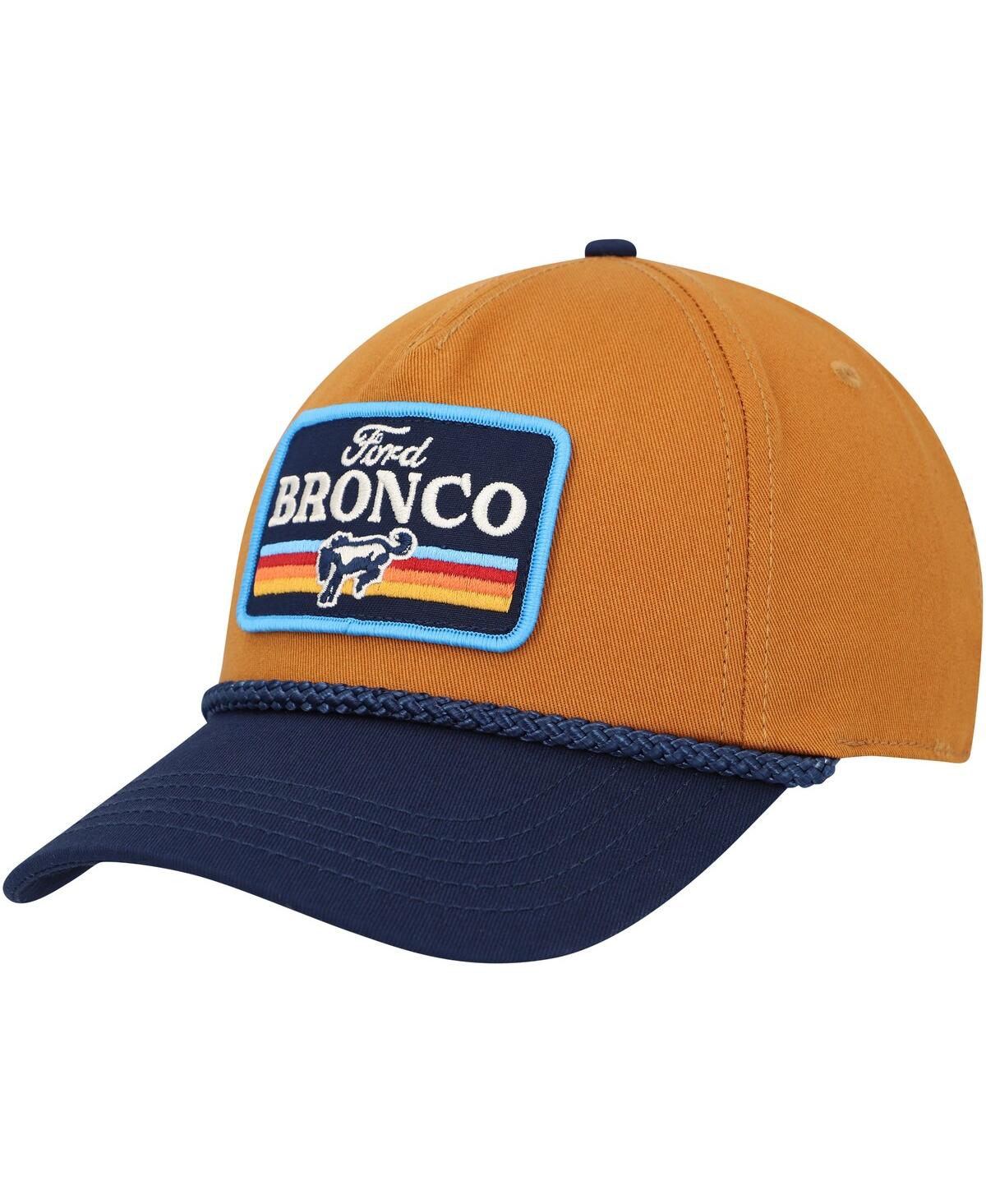 AMERICAN NEEDLE MEN'S BROWN/NAVY BRONCO ROSCOE ADJUSTABLE HAT 
