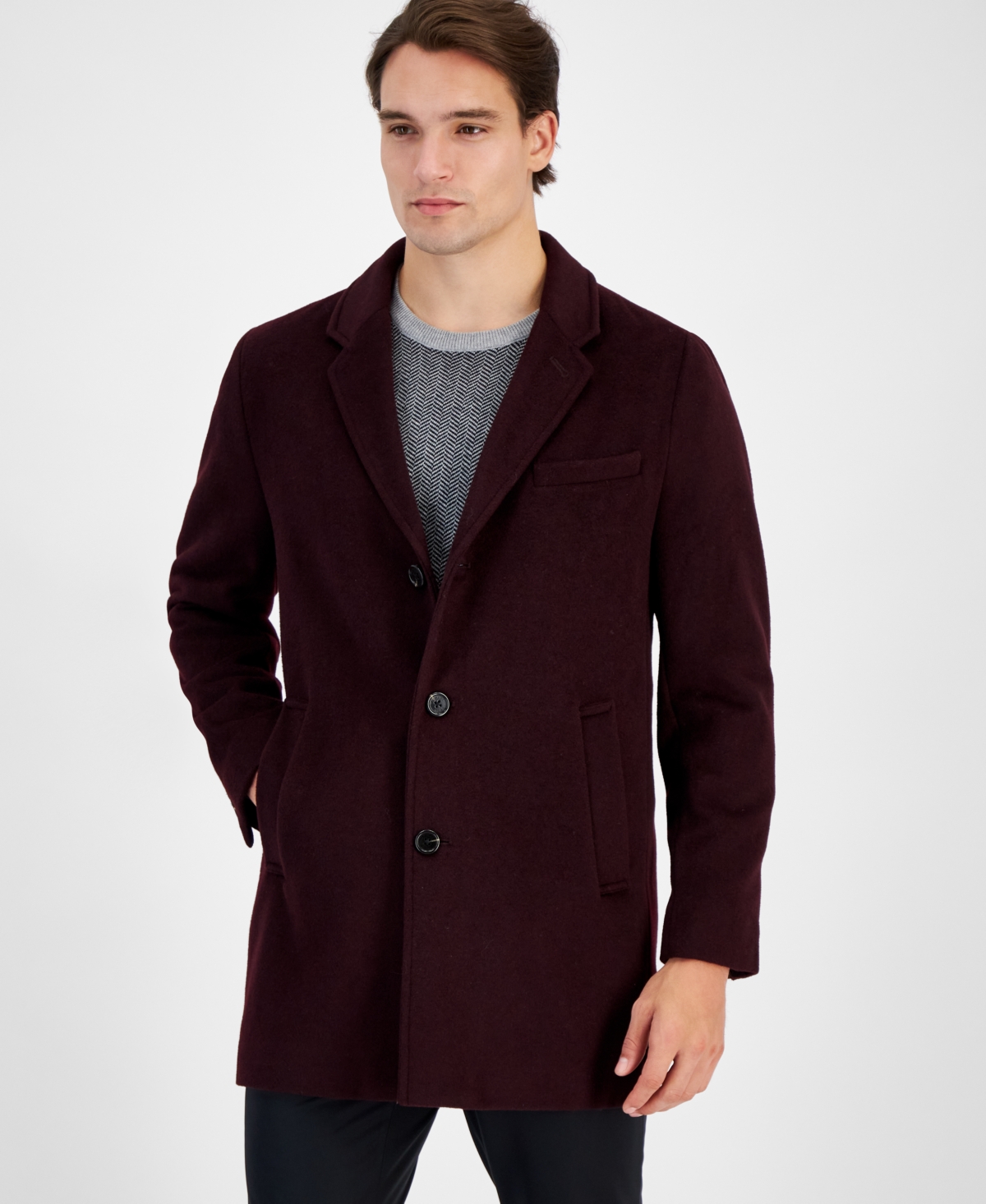 Michael Kors Men s Wool blend Car Coat In Burgundy ModeSens