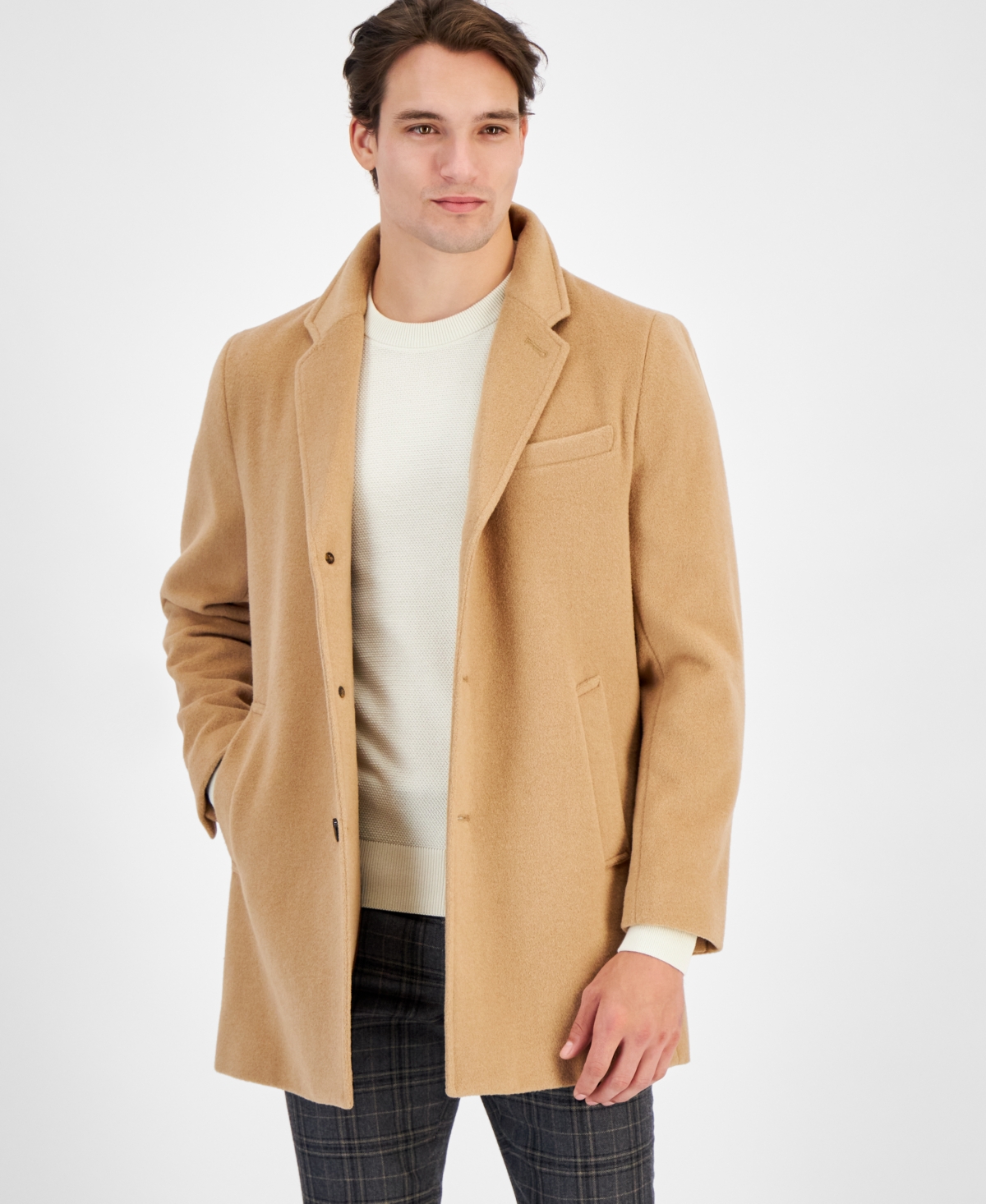 Michael Kors Men's Wool-blend Car Coat In Camel
