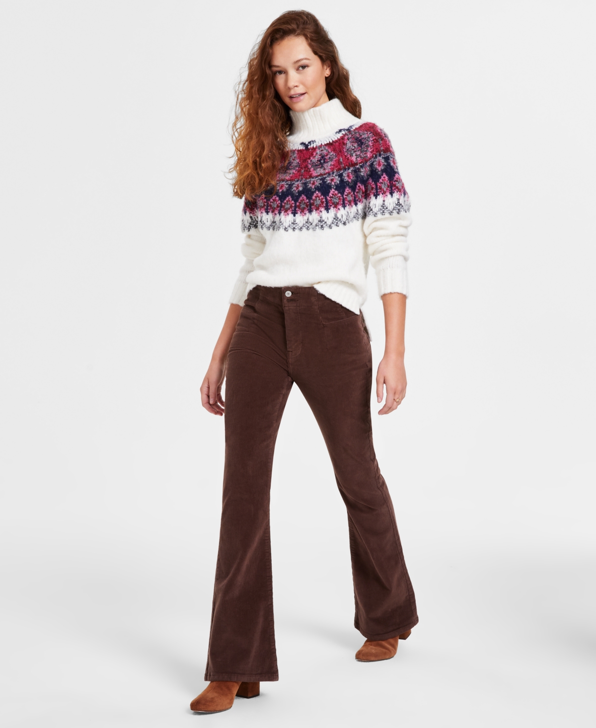 Lucky Brand Stevie Seamed High Waist Corduroy Flare Pants In Stepstone