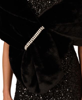 Women's Embellished Faux Fur Wrap