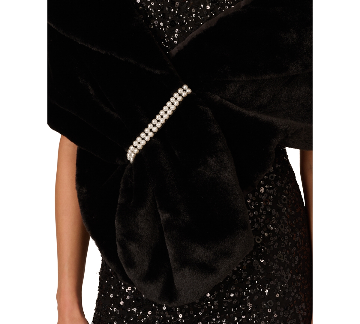 Adrianna Papell Women's Embellished Faux Fur Wrap