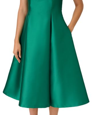 Women's Boat-Neck Fit & Flare Midi Dress