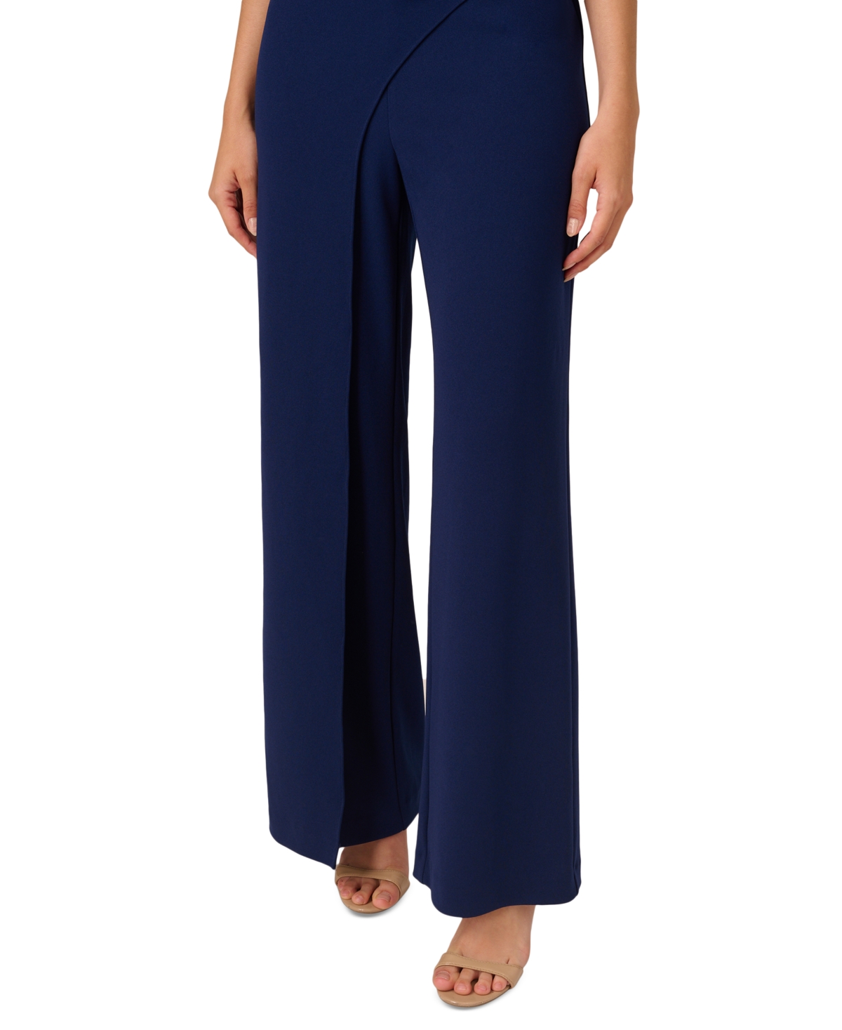 Adrianna Papell Women's Pearl Trim Tulip-Sleeve Draped Jumpsuit