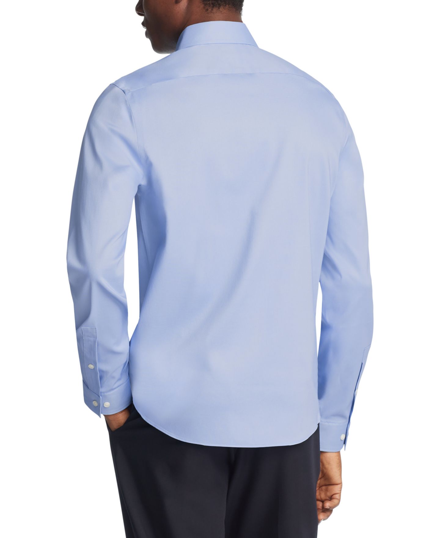 Мужская рубашка Michael Kors Airsoft Slim Fit Untucked Length Wrinkle Free Stretch Dress Shirt, цвет: Синий — фото 2