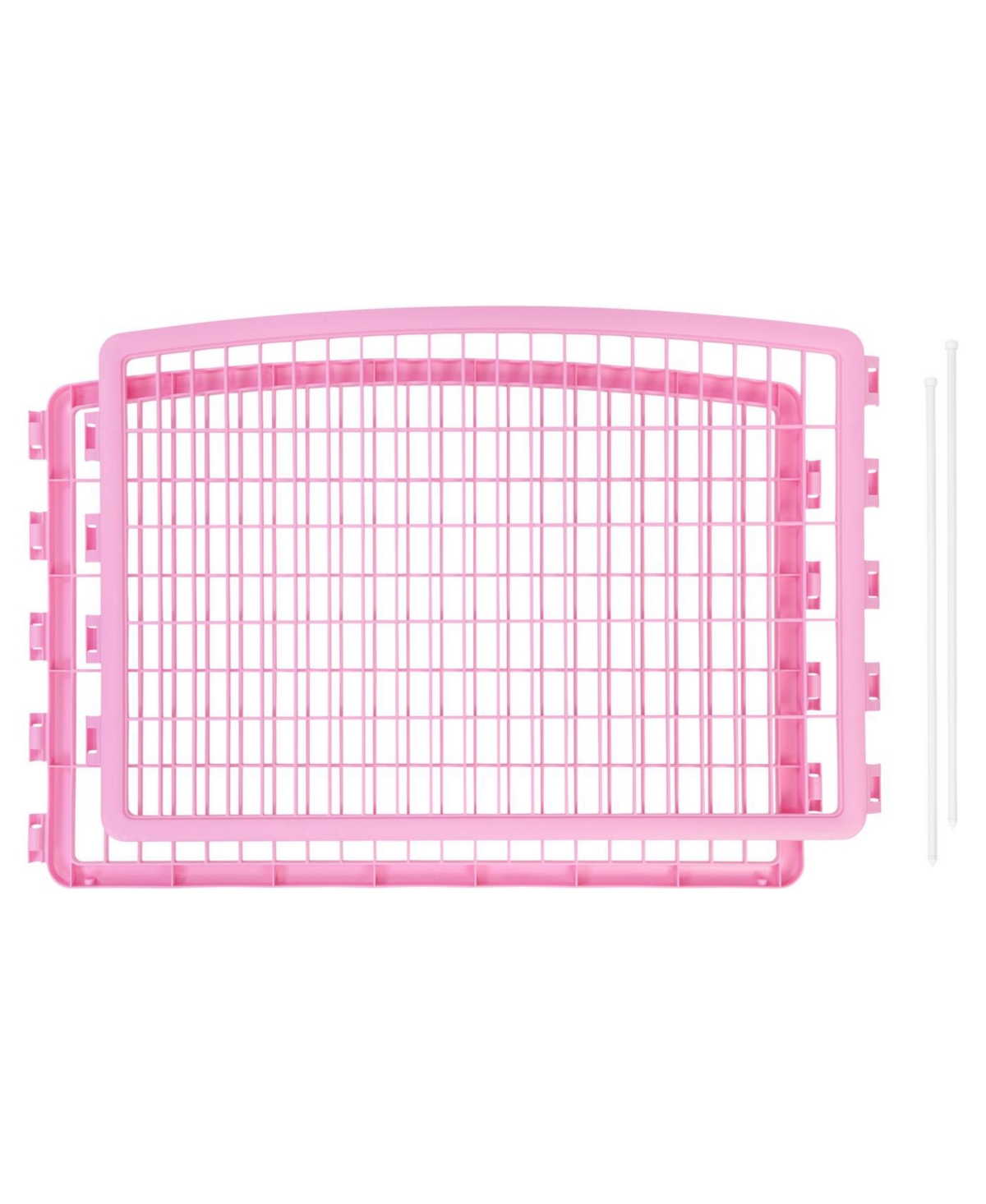 24'' Pet Playpen 2 Panel Add-On with Connecting Rods, Dog Playpen, Puppy Small Medium Dogs, Heavy-Duty Molded Plastic, Rust-Free, Pink - Pink
