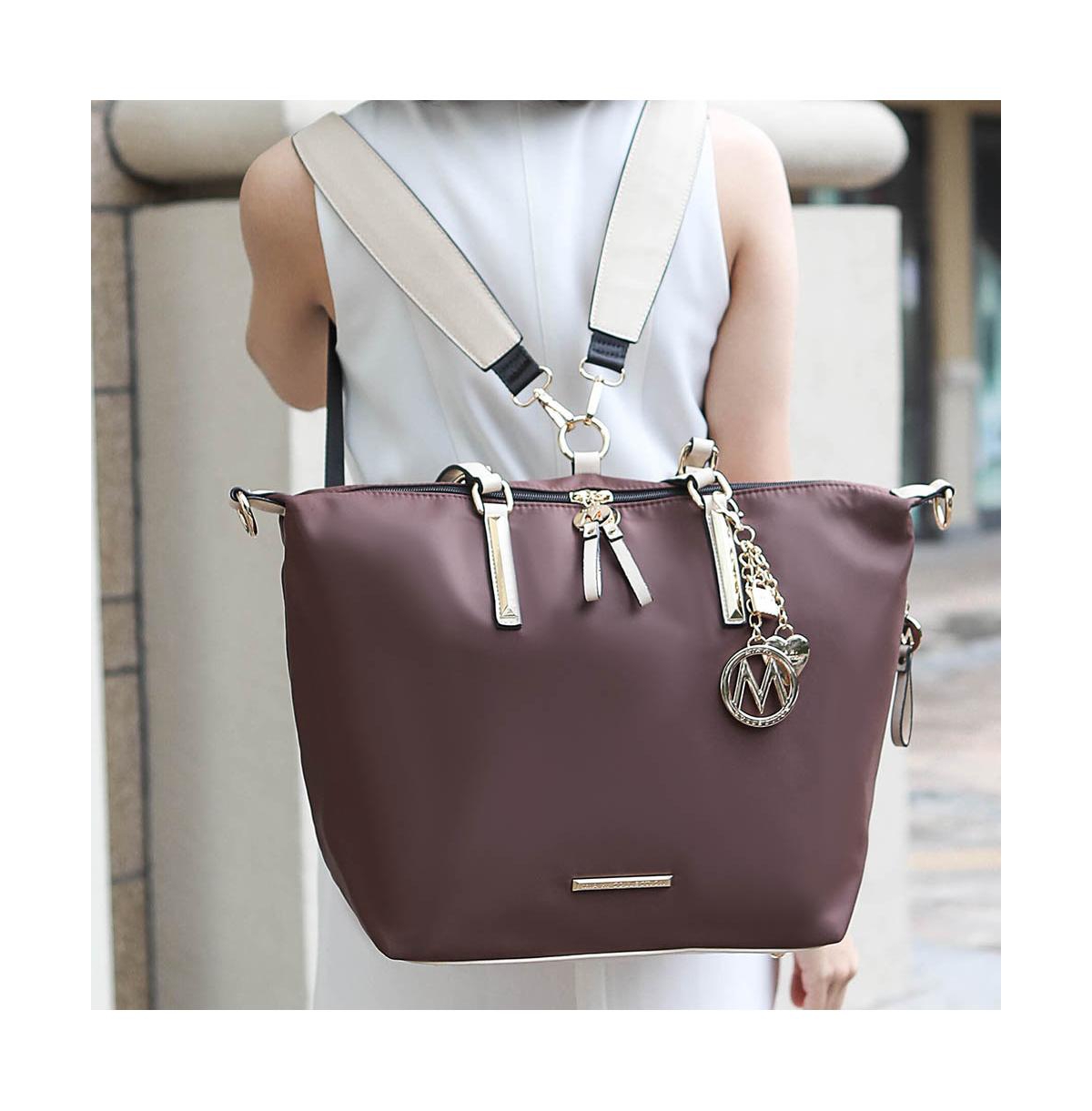Mkf Collection Layla Tote + Backpack by Mia K - Coffe-ivory