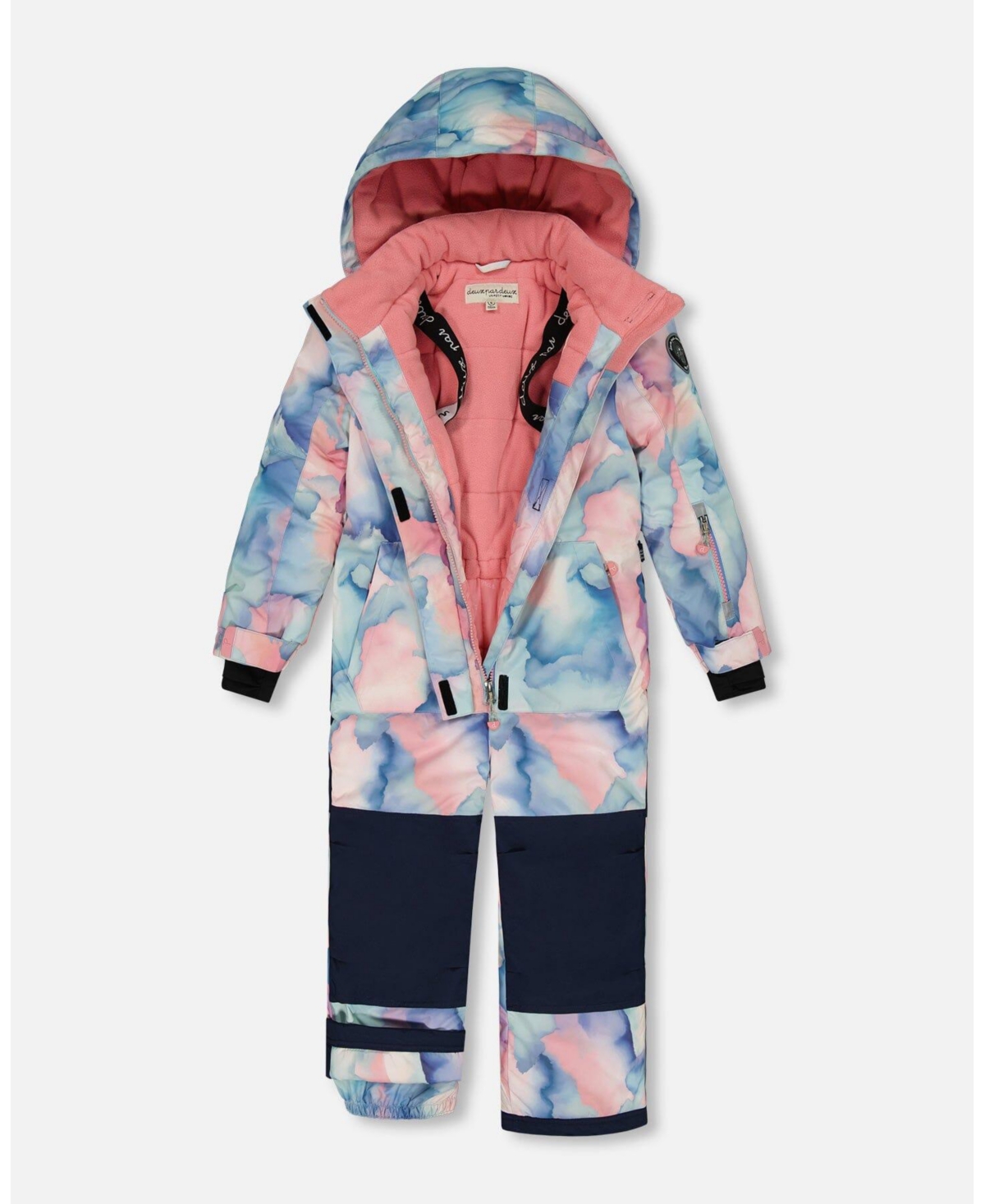 Deux par Deux Big Girls One Piece Snowsuit- Printed pastel watercolor