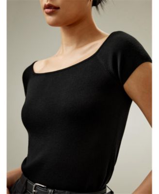 Off-Shoulder Silk Sweater Top for Women