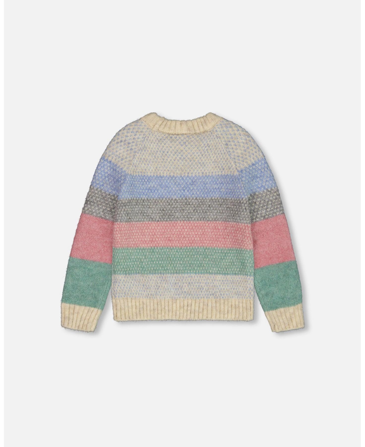 Deux par Deux Girl Horizontal Stripe Sweater Blue And Pink - Child - blue and pink