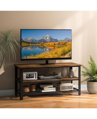 1 Pc 3-Tier TV Stand, Fits TVs up to 50", with Power Outlets, USB Ports & Shelves – Entertainment Furniture