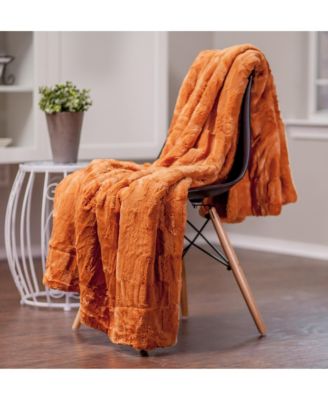 Premium Fuzzy Faux Fur Microfiber Polyester Reversible Throw Blanket, Throw