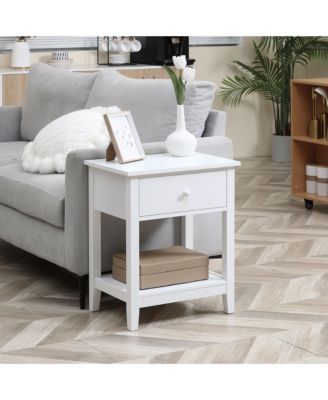 Nightsd Bedside Table End Table Organizer W/ Drawer Shelf