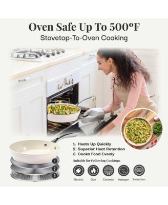 Hammered Cream 15-Piece Nonstick Cookware and Bakeware Set