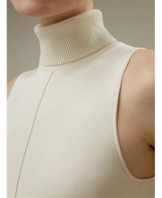 Women's Silk Knitted Turtleneck Sleeveless Top