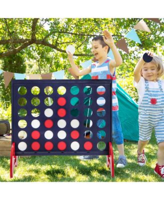 4-in-a-row Game Set with 42 PCS Chips & 600D Oxford Fabric Carrying Bag Wooden