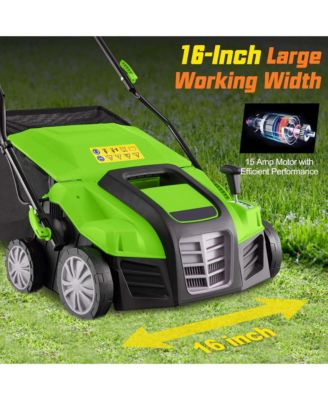16-Inch Electric Dethatcher & Scarifier 15A 2-In-1 Lawn Dethatcher