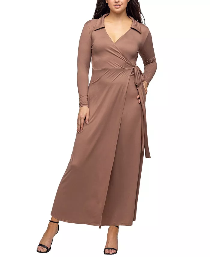 Women's Comfortable Collared Wrap Maxi Dress