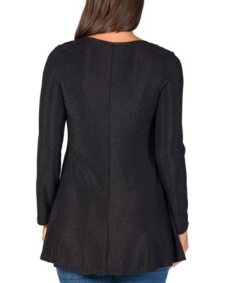Women's Scoop Neck Long Sleeve Shimmery Fabric Tunic Top