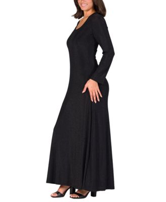 Women's Long Sleeve Scoop Neck Shimmery Fabric Maxi Dress