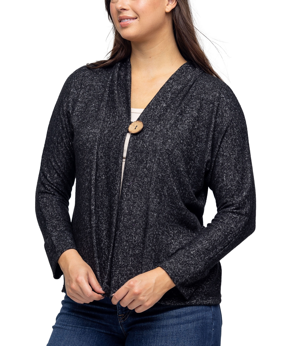24SEVEN COMFORT APPAREL WOMEN'S SINGLE BUTTON FRONT LONG SLEEVE CARDIGAN 