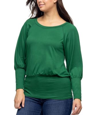Women's Round Neck Long Sleeve Banded Bottom Top