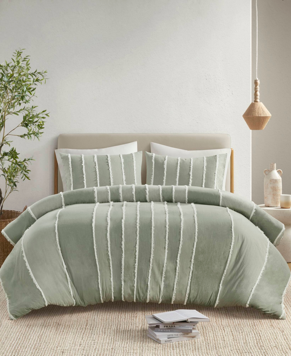 Ink+ivy Striped Shay 3-pc. Duvet Cover Set, King/california King In Sage