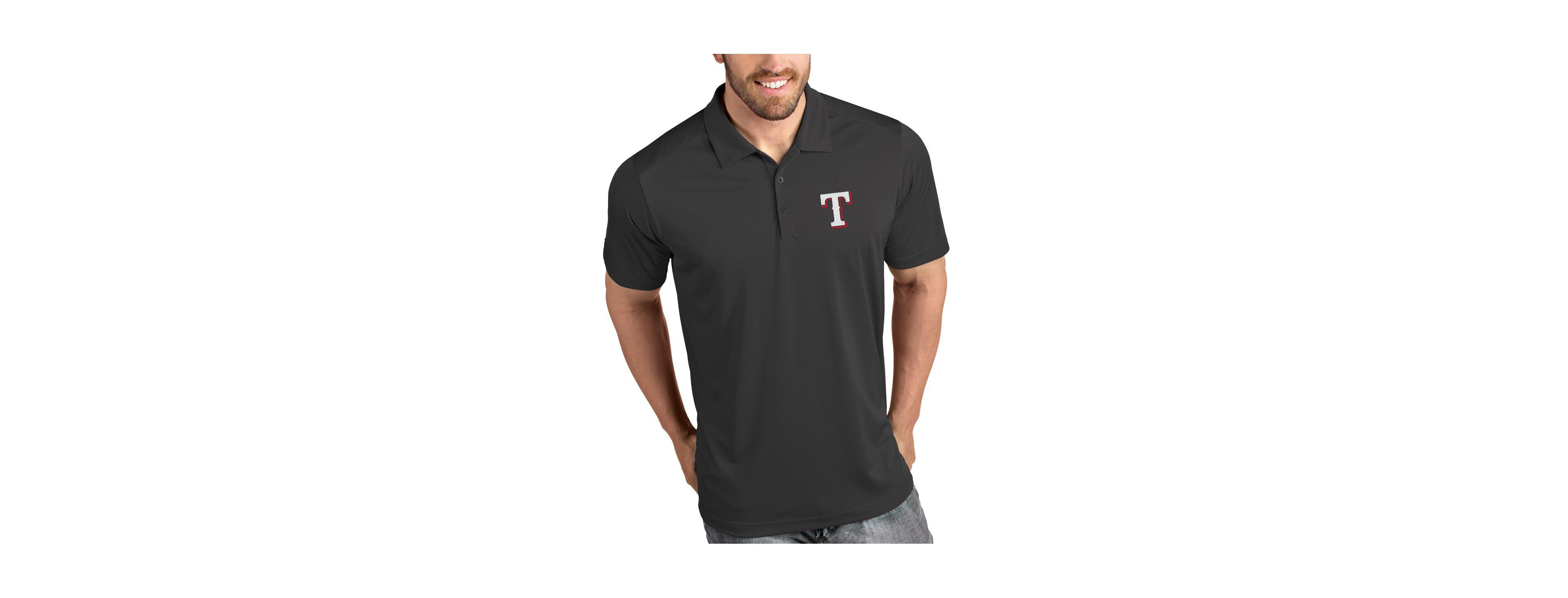 Antigua Men's Gray Texas Rangers Tribute Polo