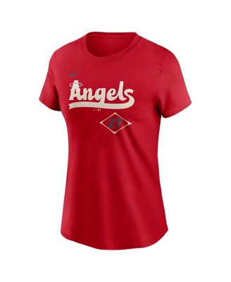 Women's Mike Trout Red Los Angeles Angels 2024 City Connect Fuse Player Name Number T-Shirt