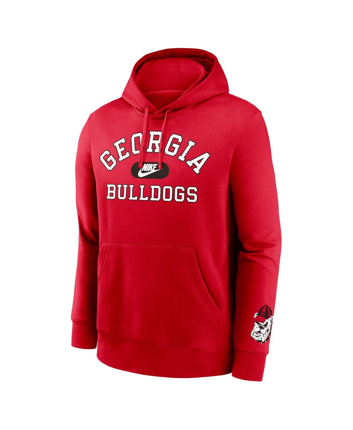 Nike Men'sGeorgia Bulldogs Legacy Foundational Two-Hit Club Performance Pullover Hoodie - Red