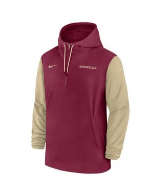 Men's Garnet Florida State Seminoles 2024 Sideline Pregame Player Half-Zip Hoodie
