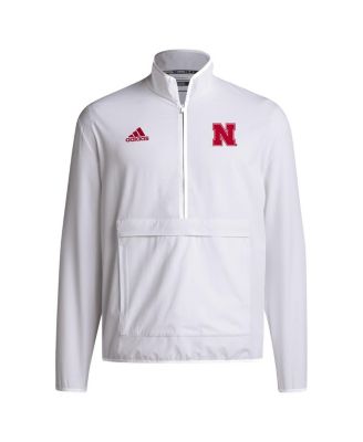 Men's White Nebraska Huskers Coaches Sideline Half-Zip Jacket