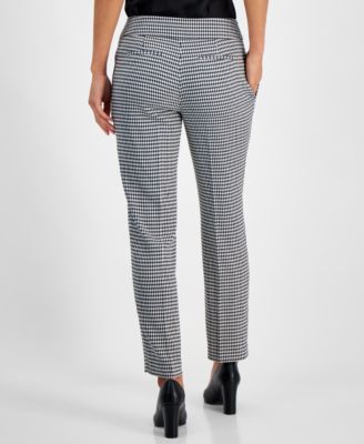Women's Houndstooth Print Mid Rise Straight-Leg Pants, Regular and Petite Sizes