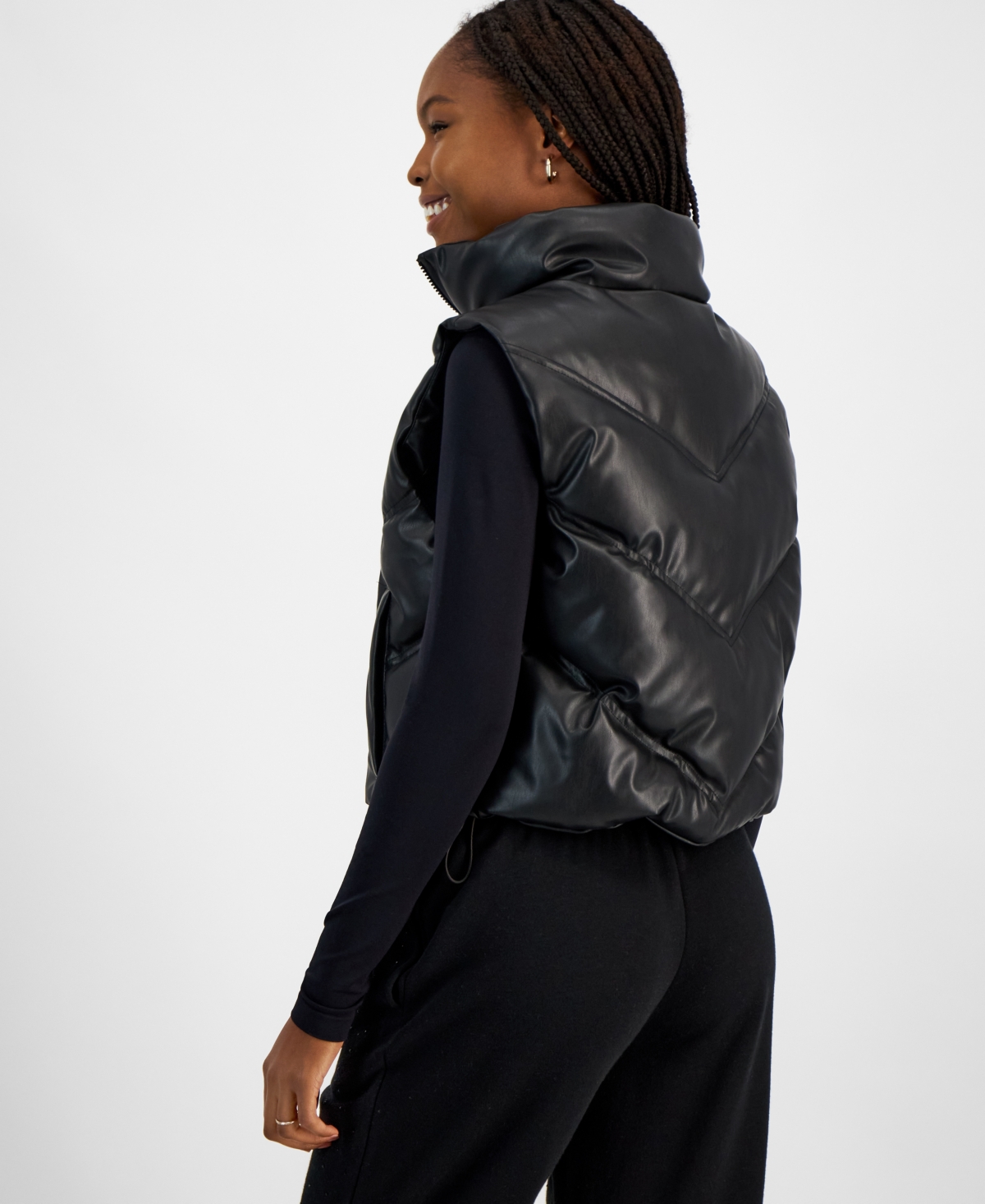 Madden Girl Juniors' Zip-Front Fleece-Lined Puffer Vest