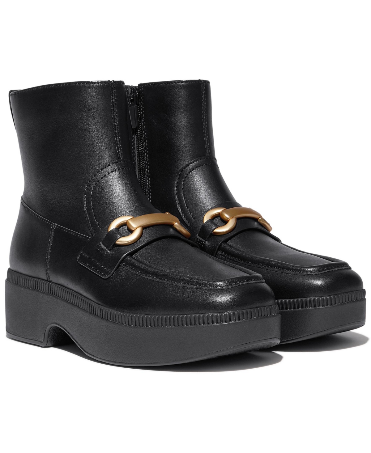 Fitflop Women's F-luma Chunky Snaffle Square Toe Ankle Boots In Black