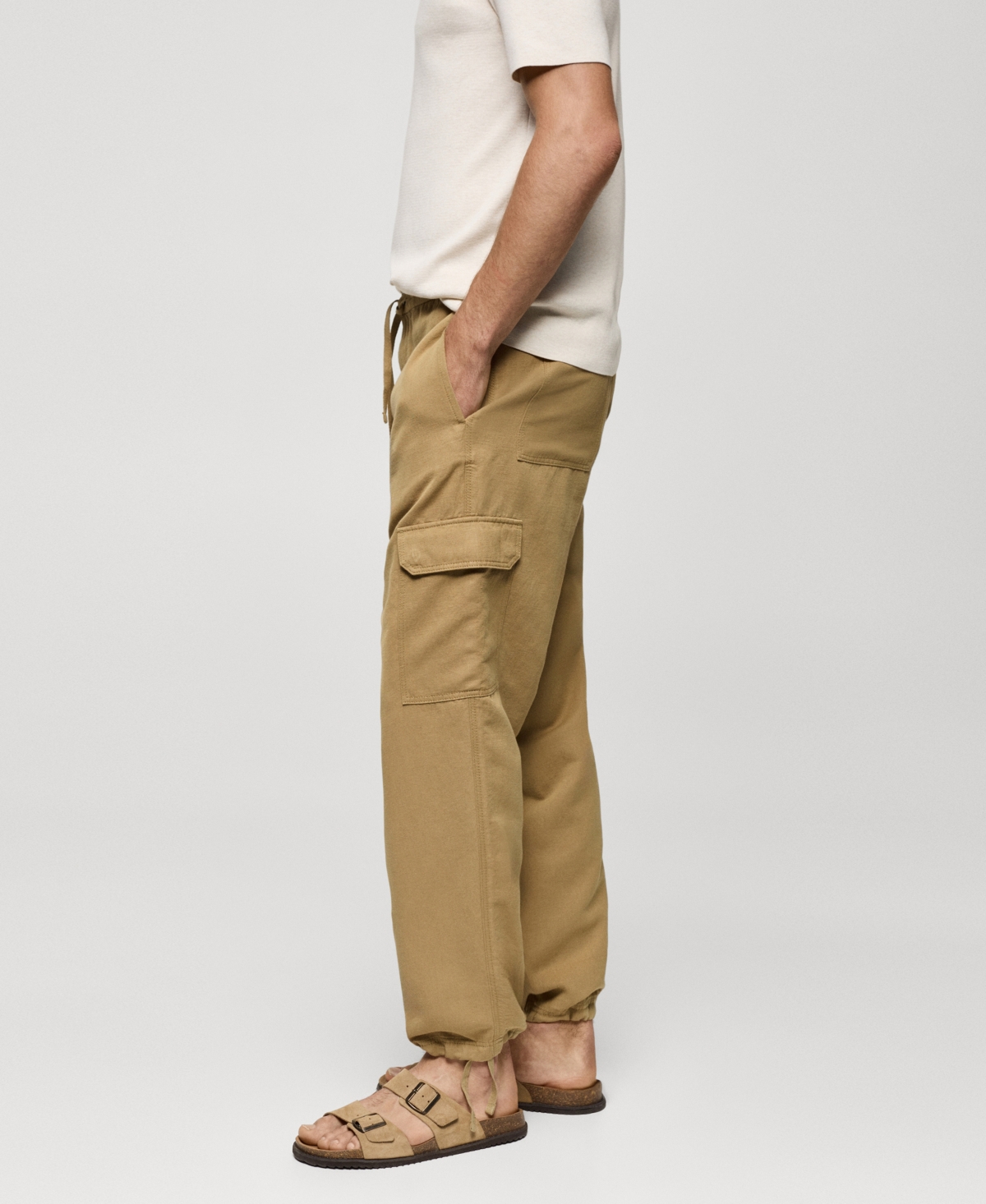 Mango Men's Cotton-Linen Cargo Pants