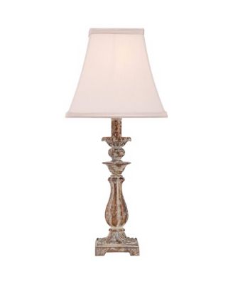 Alicia Country Cottage Accent Table Lamp 18" High Distressed Antique Gold Off White Square Shade for Bedroom Living Room Bedside House