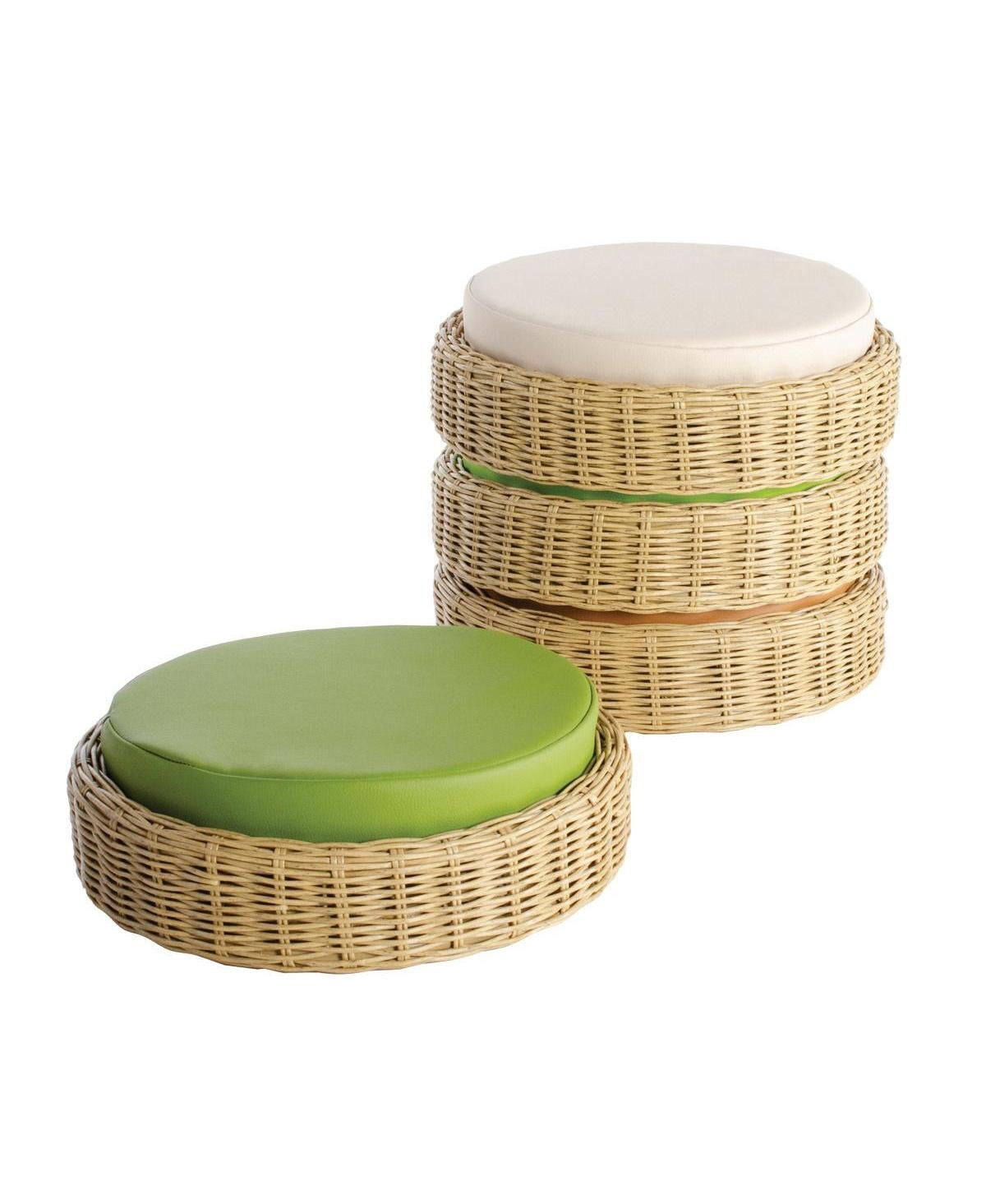 Kaplan Early Learning Washable Wicker Poufs - Set of 4 - Assorted pre-pack