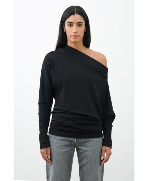 Женский свитшот Marcella Lauren Off-Shoulder Long-Sleeve Relaxed-Fit Casual, цвет: Чёрный