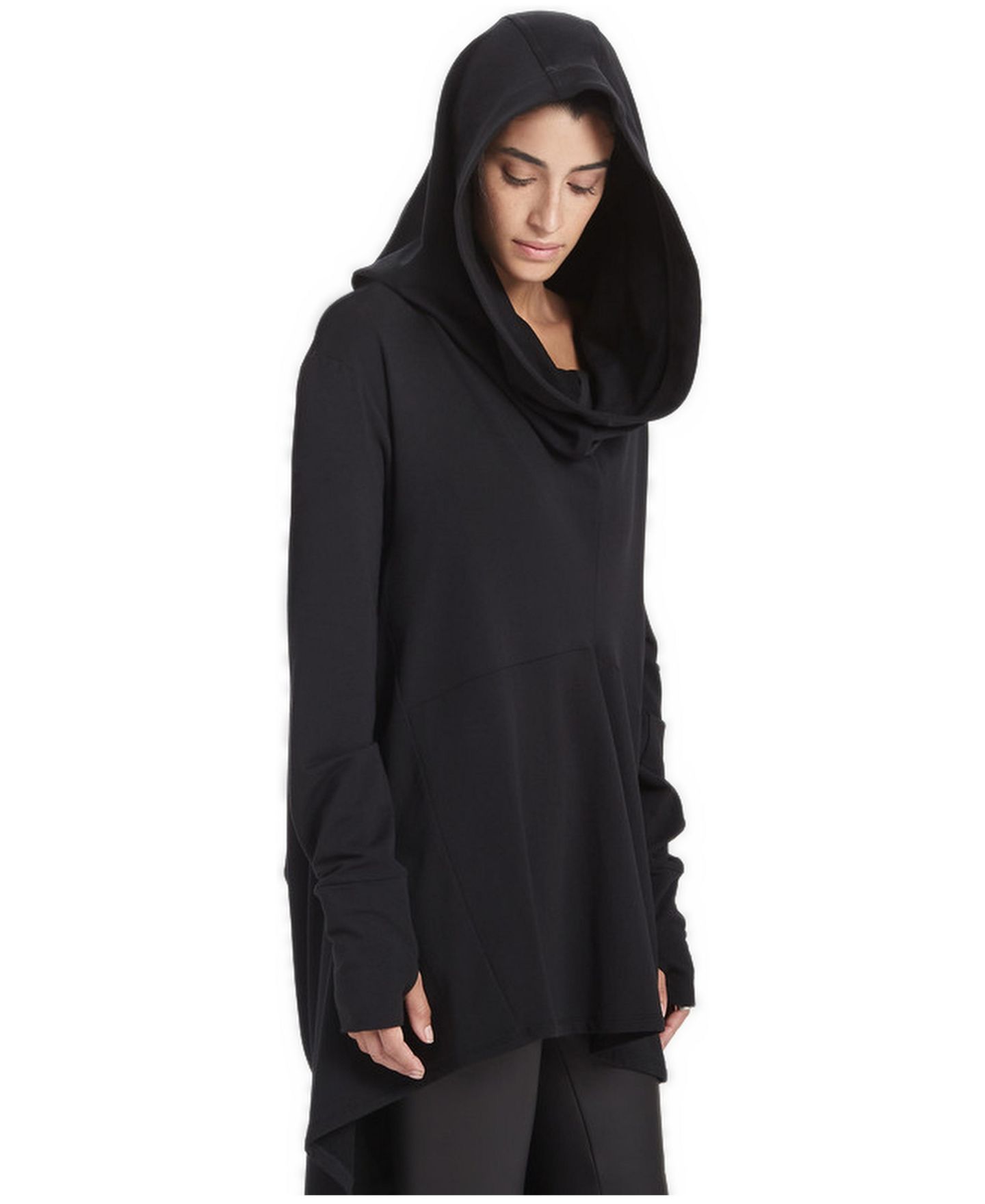 Женское худи Marcella Firenze High-Low Hem Dropped-Shoulder with Thumbholes, цвет: Чёрный — фото 5
