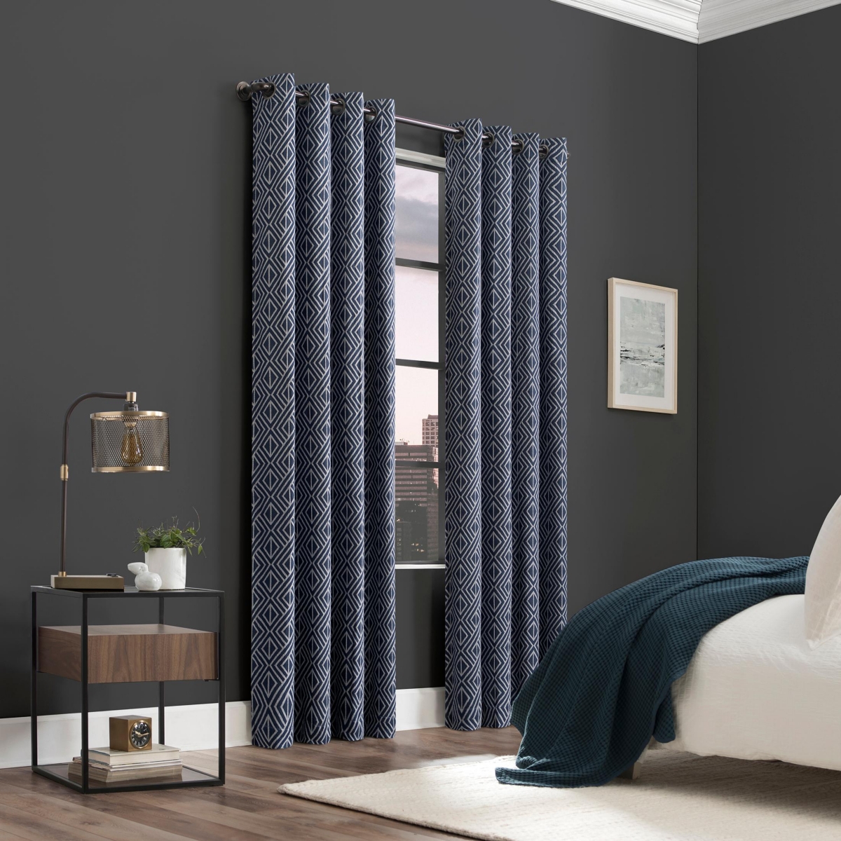 Scott Living Gresham Geometric 100% Blackout Grommet Curtain Panel,