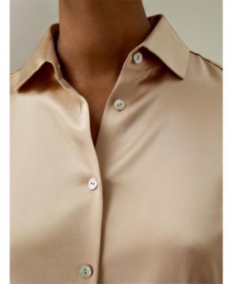 Spread Collar Silk Shirt for Women