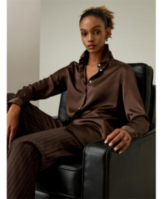 Women's Spread Collar Silk Shirt