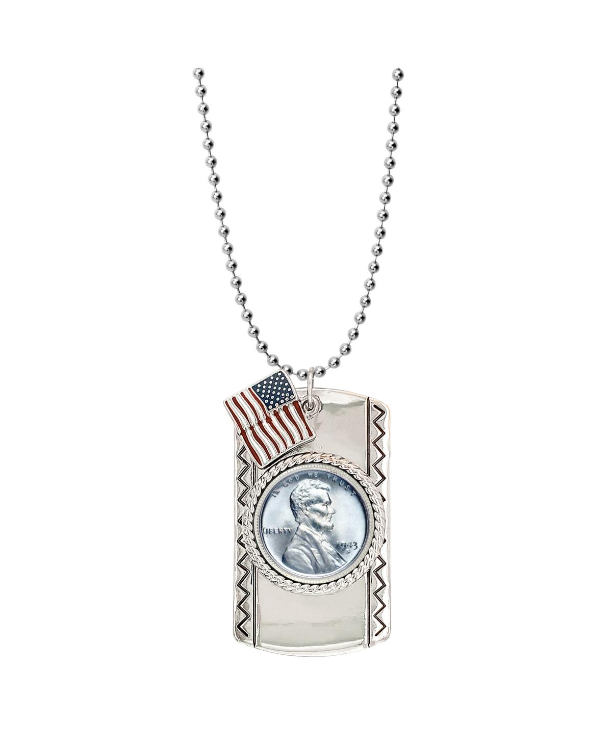 American Coin Treasures 16885 in. Lincoln Penny Steel Cent Dog Coin Tag Pendant Necklace, Silver