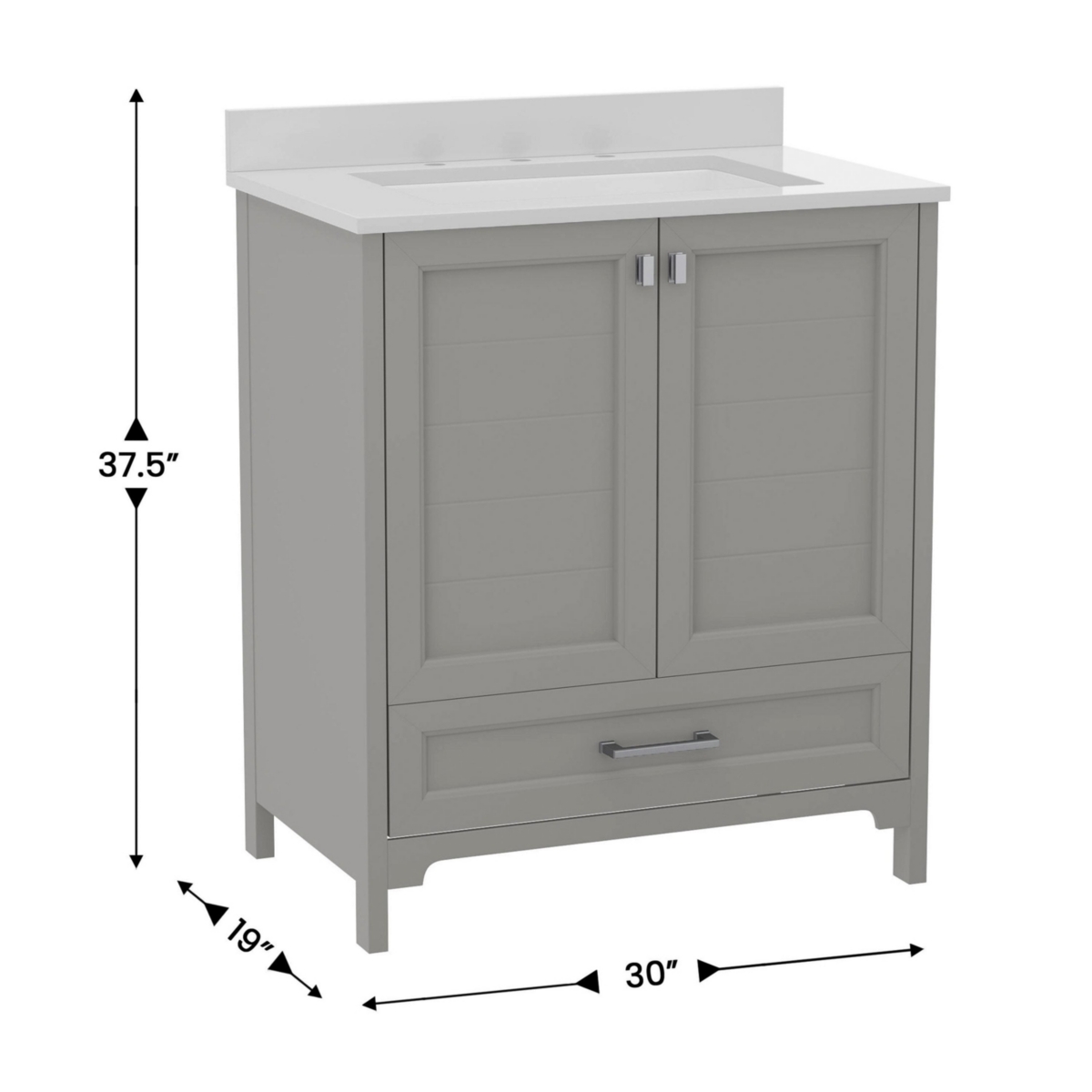 Merrick Lane Argos Single Sink Bathroom Vanity With Undermount Basin, Soft-Close Cabinet, Easy-Glide Drawer, And Carrara Marble Finish Countertop - Gr